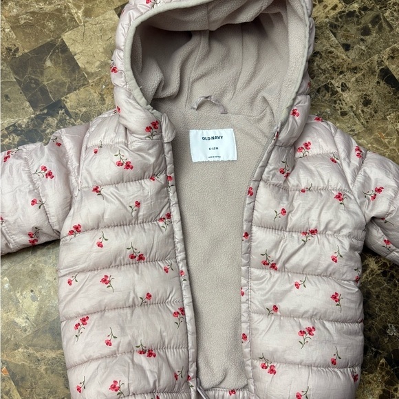 Old Navy Other - Old Navy Pink Floral Puffer Jacket for Kids 6-12 months